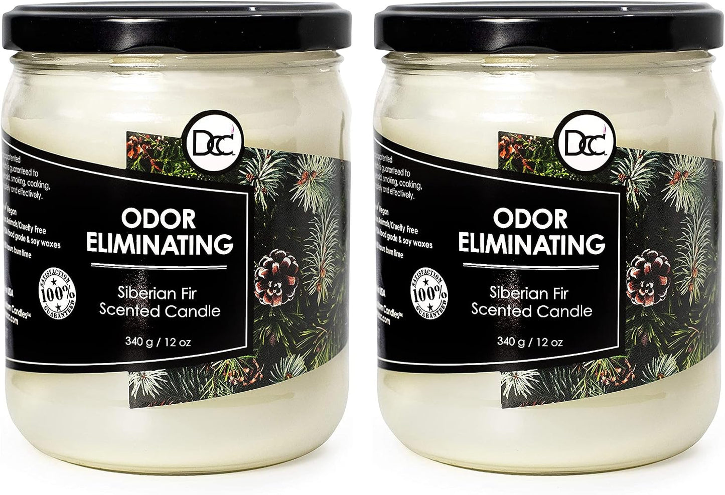 Vanilla Bean Odor Eliminating Highly Fragranced Candle - Eliminates 95% of Pet, Smoke, Food, and Other Smells Quickly - Up to 80 Hour Burn time - 12 Ounce Premium Soy Blend - Colors A