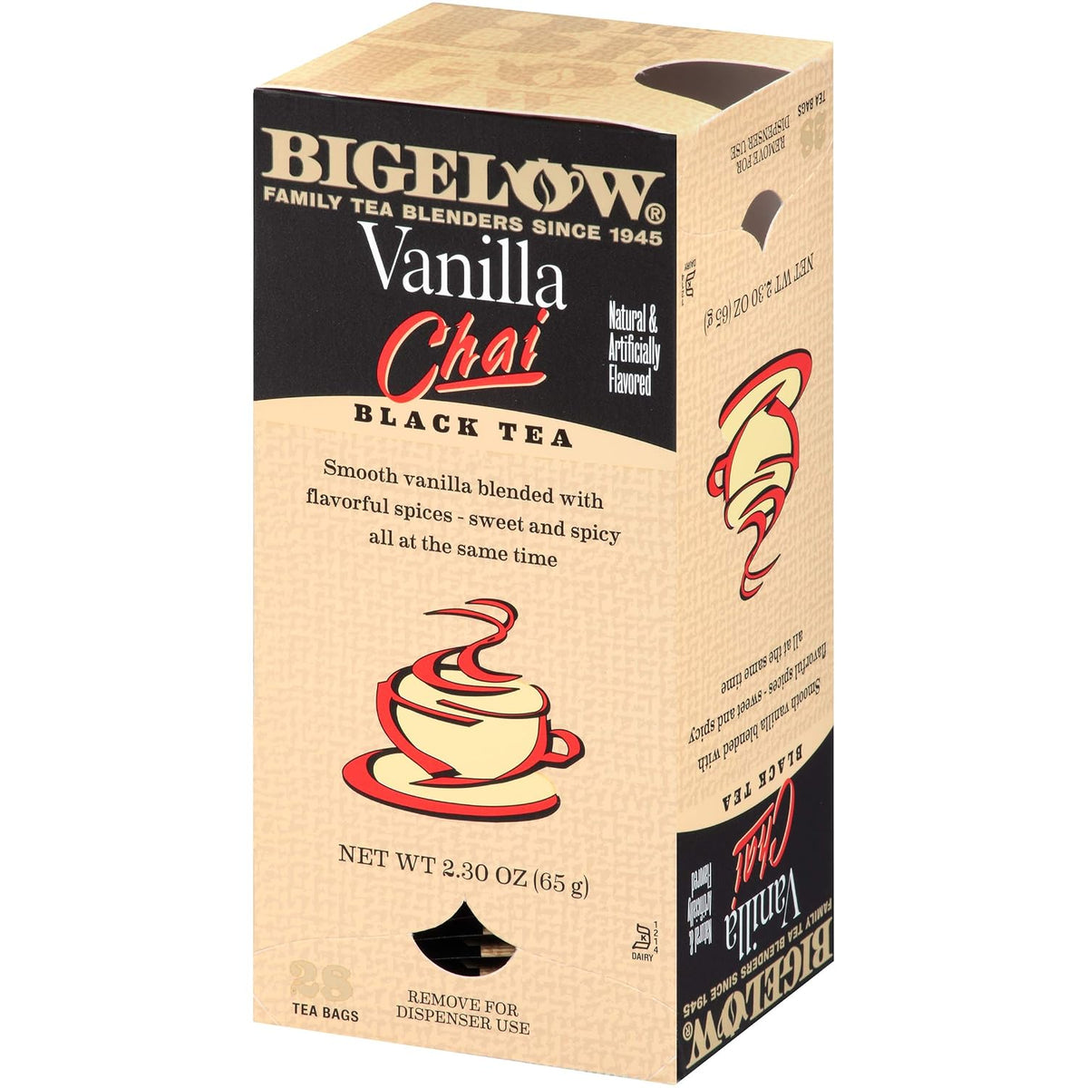 Bigelow Vanilla Chai Tea Bags 28-Count Box (Pack of 1) Black Tea Bags with Spices and Vanilla Flavor Rich in Antioxidants