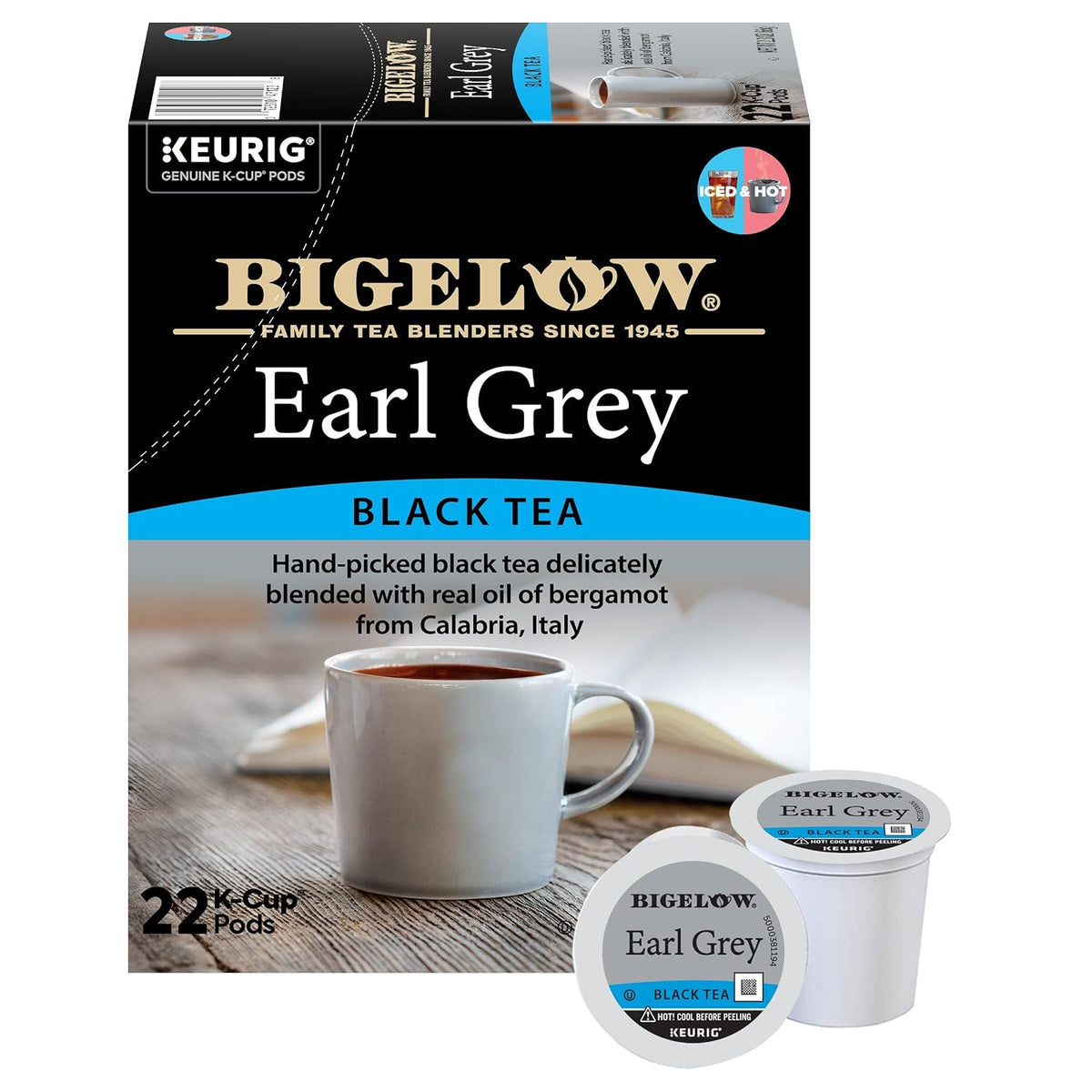 Bigelow Tea Earl Grey Black Tea K-Cup Pods, 22 Count Box