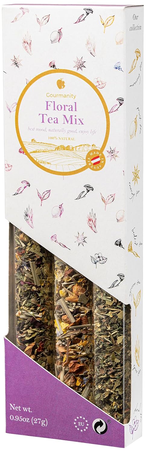 Gourmanity Bedtime Tea Sampler Gift Set, 3 Calming Herbal Blends, 0.74 oz