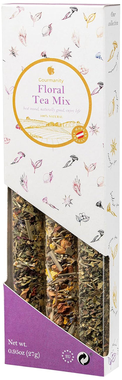 Gourmanity Bedtime Tea Sampler Gift Set, 3 Calming Herbal Blends, 0.74 oz