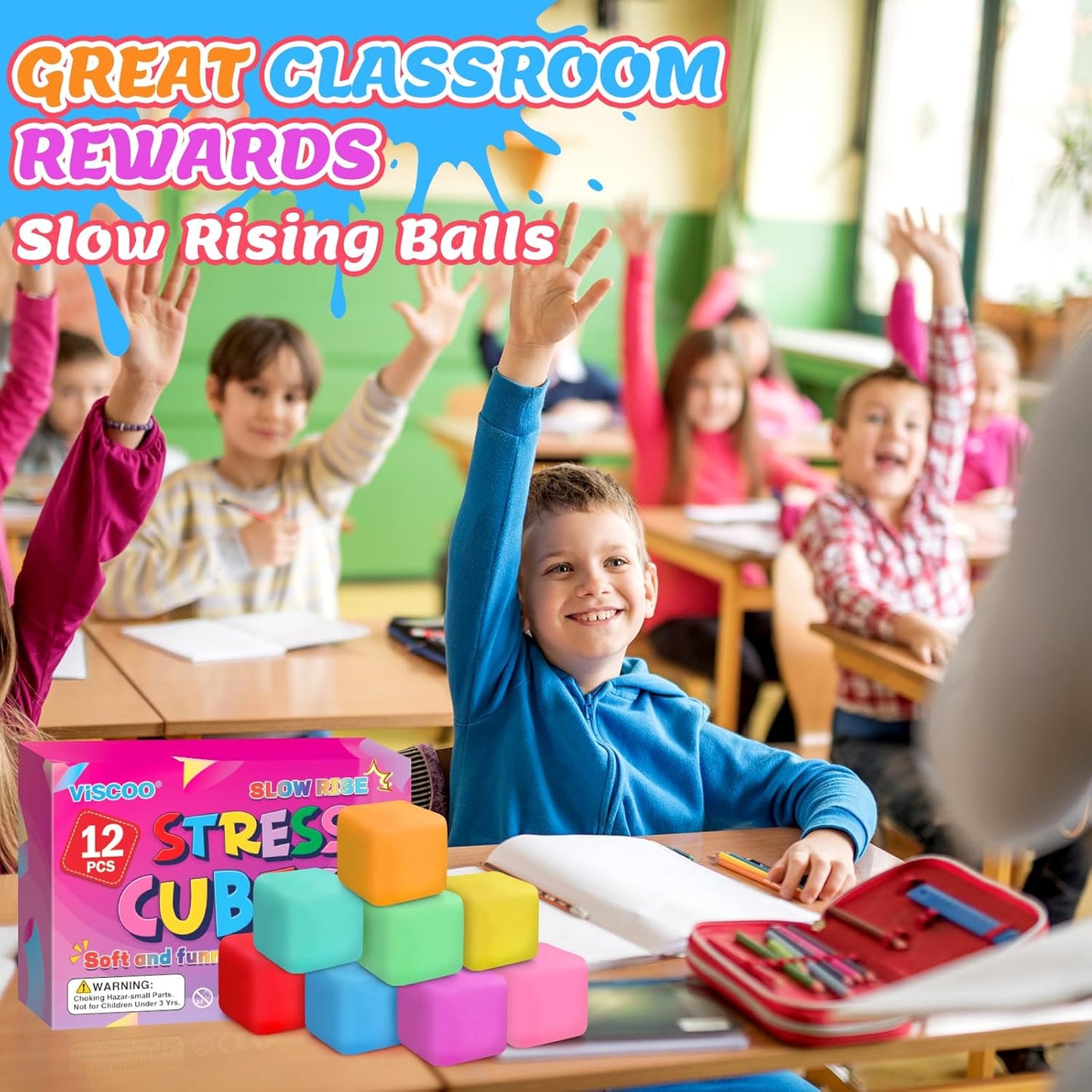 12 Pack Slow Rising Stress Ball,Stress Balls for Kids Adults,Stretchy Fidget Toys for Stress Relief,Hand Therapy Sensory Squishy Ball, Squishy Toys for Kids, Classroom Prize Box Party Favors