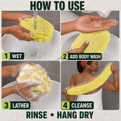 SubSahara African Net Sponge, 2 Pack 45-Inch Exfoliating Bath Scrubber