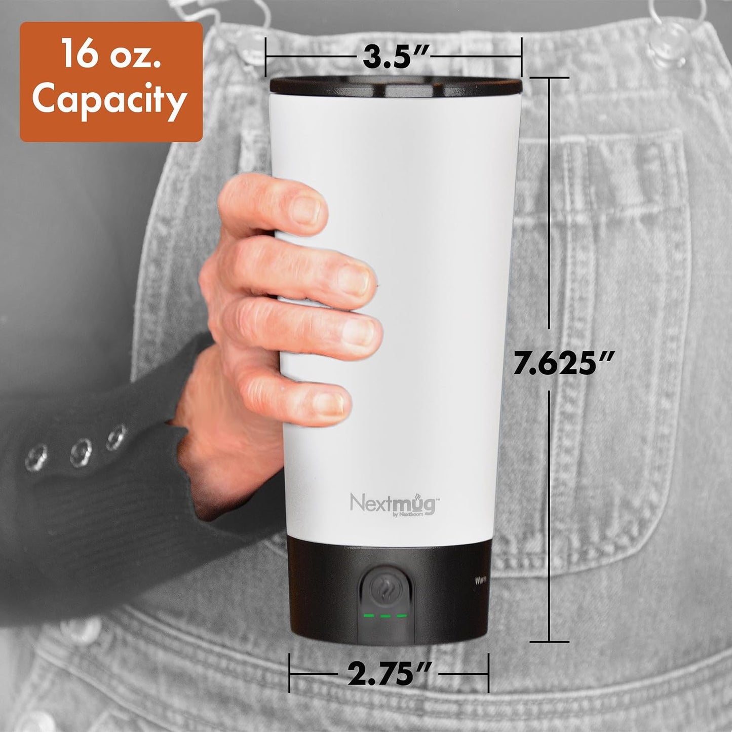 Nextmug Go - Temperature-Controlled, Self-Heating Travel Mug (Burgundy - 16 oz.)