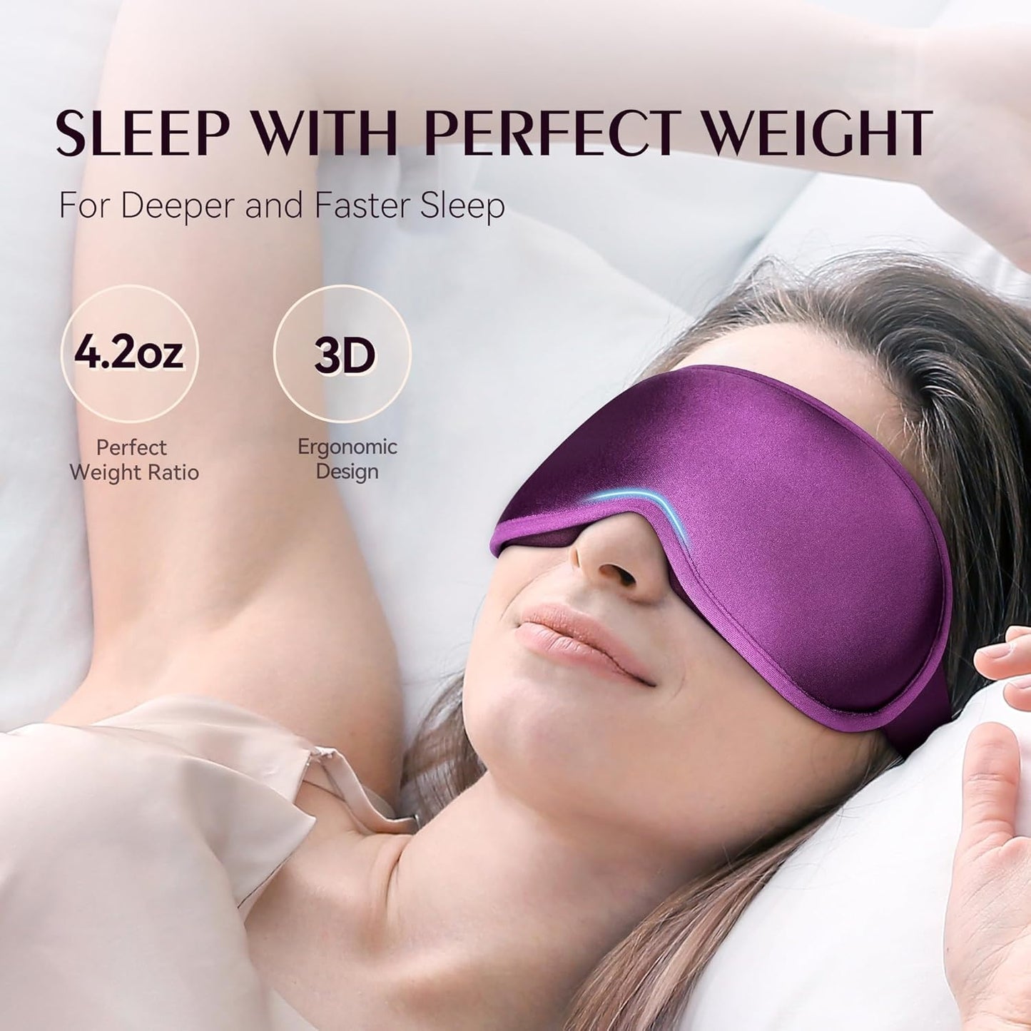Weighted Blackout Sleep Mask for Men, 3D Contoured Zero Eye Pressure, Lash-Friendly Deep Eye Cups, Adjustable Slide Buckle Strap, Office Nap & Business Travel Essential, Relaxation Gift for Him(Black)