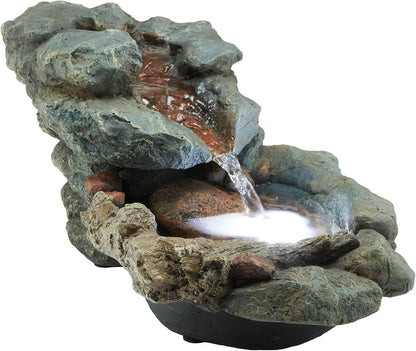 Alpine Corporation 13" Tall Indoor Tabletop Water Fountain, 4 Tier Cascading Water Feature with LED Lights for Home, Office, Living Room, or Zen Decor, Gray