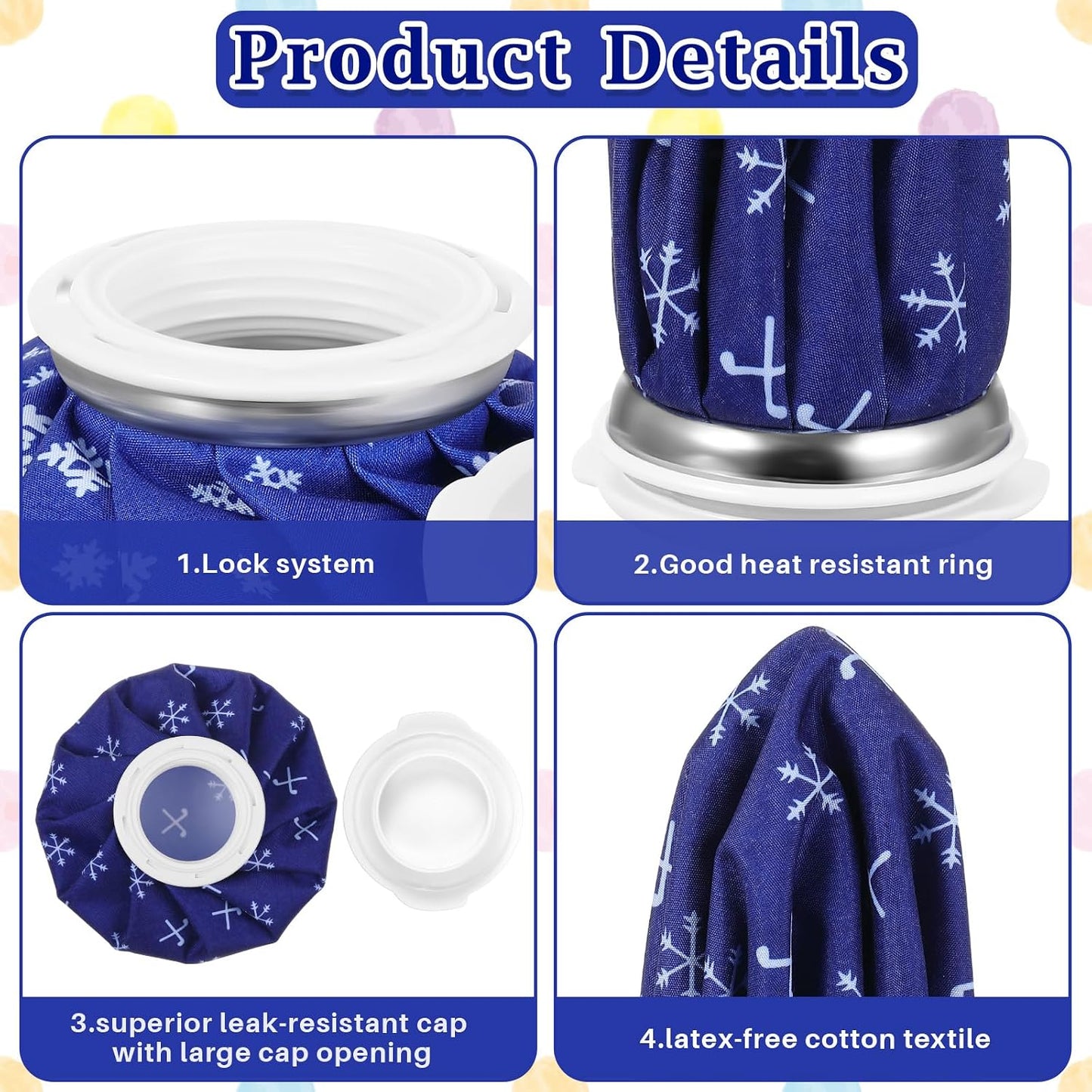 Honoson 4 Pack Reusable Ice Pack for Injuries, Ice Bags Hot Water Bag for Hot & Cold Pain Relief No-Leak Elastic Breathable for Muscle, Joint Pain Swelling, Sports & Home Use(Cute Fruit Style)