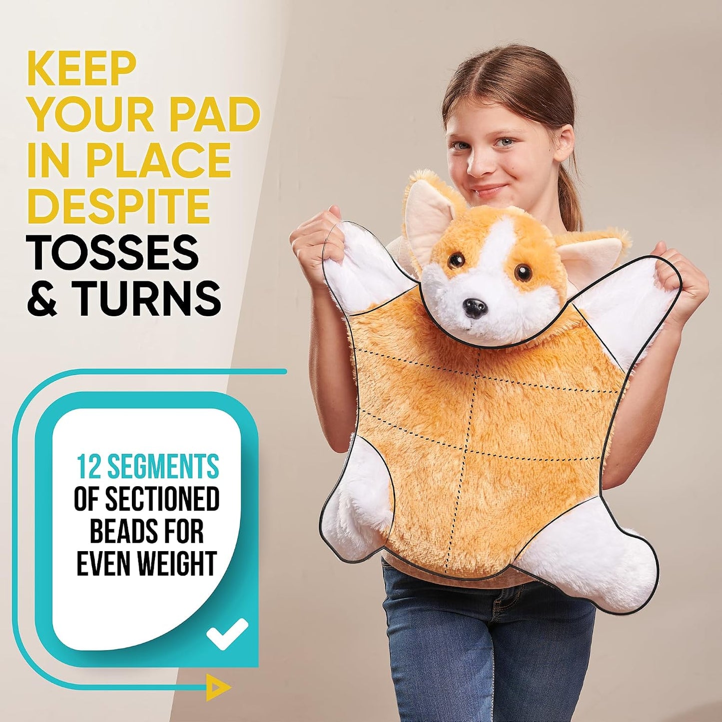 FRIENDLY CUDDLE Weighted Lap Blanket for Kids & Adults – Kids Weighted Blanket – ASD, Sensory Processing Weighted Stuffed Animals Dog Toy – Microwavable Weighted Lap Pad for Kids, 5 Lbs.