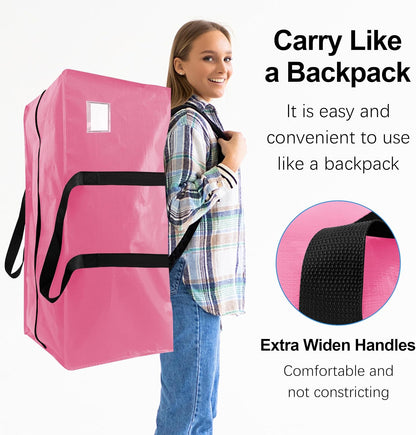VELVETSURE Heavy Duty Extra Large Moving Bags W/Backpack Straps - Strong Handles & Zippers, Storage Totes For Space Saving, Fold Flat, Alternative to Box and Bin (Set of 6, Multicolor)