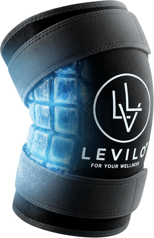 LEVILO Knee Ice Pack Wrap (with 2 Straps) – Ice Pack for Knee, 45-Min Long Cold Duration, Flexible When Frozen, Reusable Ice Packs for Injuries, Shoulder, Foot, Ankle, After Surgery