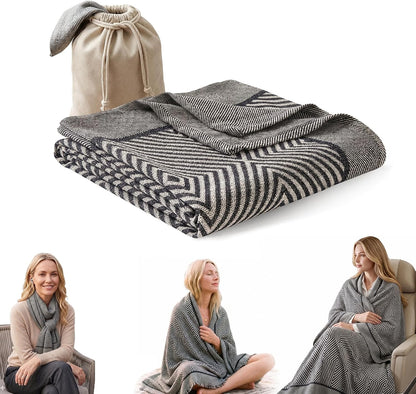 Travel Blanket Airplane - Ultra Soft & Lightweight Knit Design