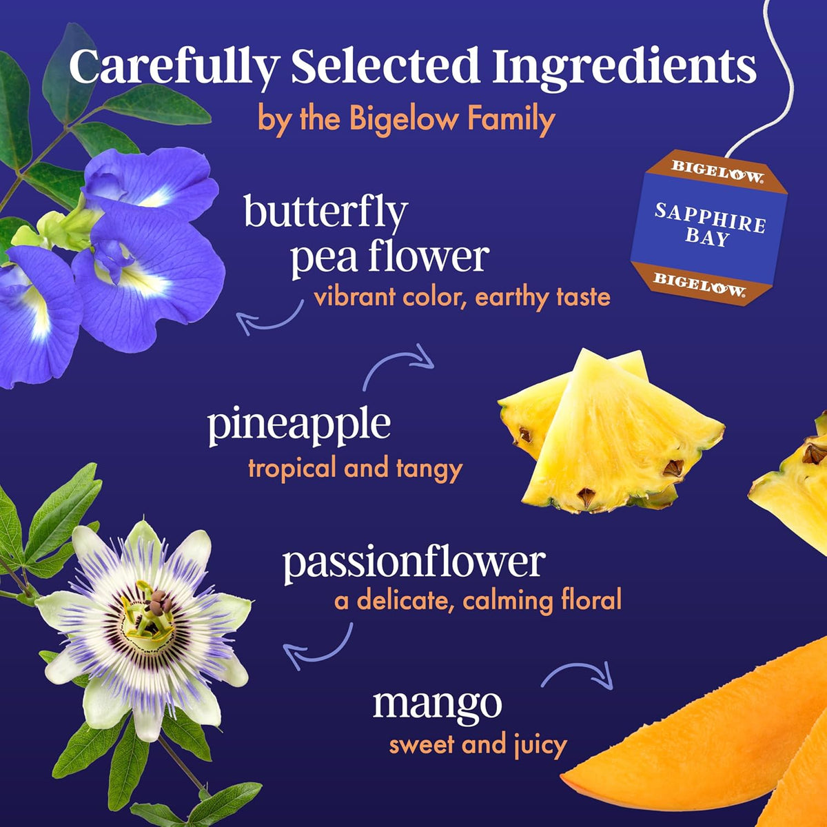 Bigelow Tea Sapphire Bay Butterfly Pea Flower, 18 Count (Pack of 6)