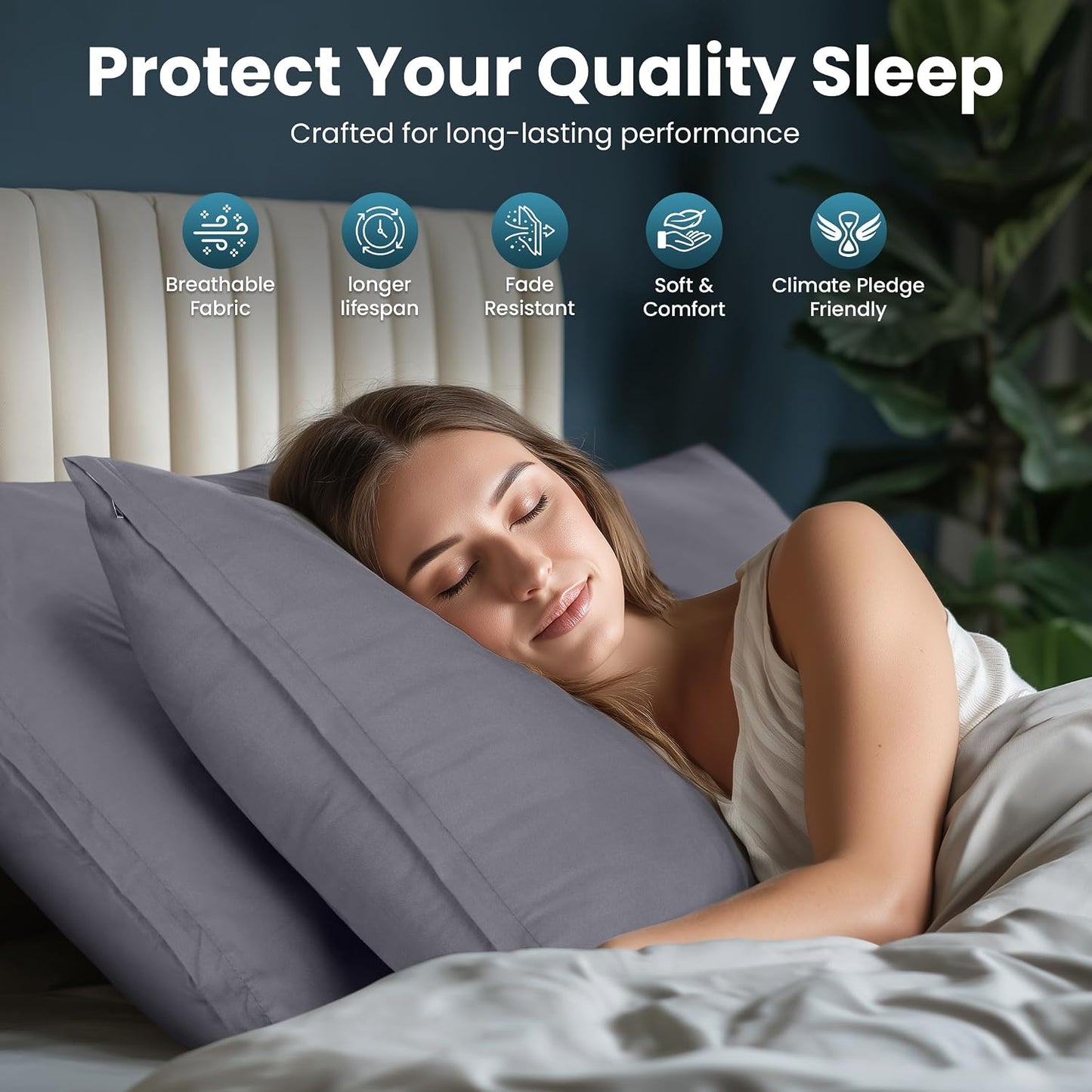 Utopia Bedding 4 Pack Pillow Protectors with Zipper Queen Size, Soft Brushed Microfiber Fabric Pillow Cases, Shrinkage and Fade Resistant Pillow Covers (White)