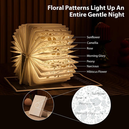 Book Lover Gift, Folding Book Lamp Decor, Portable Print Book Light