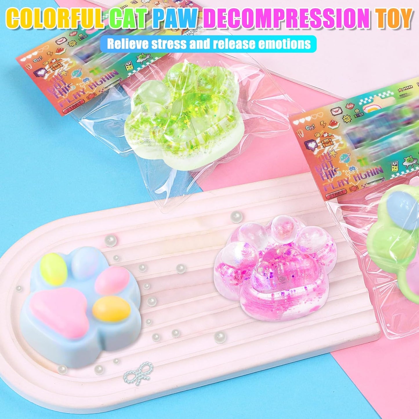 3Pcs Textured Stress Balls, Soft Sensory Fidget Toys Ball for Adults Kids, Memory Gel Squishies Toys, Anxiety Relief Squeeze Balls for Autism/ADHD, Party Favors Gifts, Prizes for Students