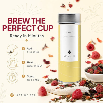 Art of Tea Organic French Lemon Ginger 1.5oz Loose Leaf Tea Tin, Caffeine Free Herbal Tea, Organic Rooibos & Lemongrass Ginger Tea, Premium Loose Leaf Herbal Tea for Relaxation & Digestion