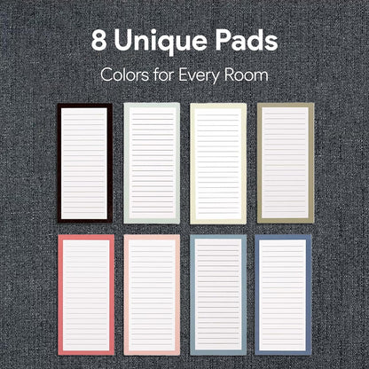 8 Magnetic Notepads – Notepads for Grocery List, Shopping List, To-Do List, Reminders -Strong Magnetic Back- Memo Notepad with Realistic Fruit Designs | 25 Sheets per Pad 7.5 x 3.5 inch (8 Pack)