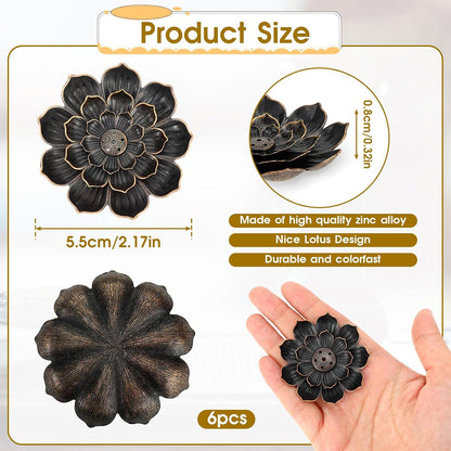 6 Pieces Incense Holder Lotus Incense Stick Holder Burner for Home Fragrance Yoga Sauna SPA Vintage Flower Shaped Multihole Holders for Stick