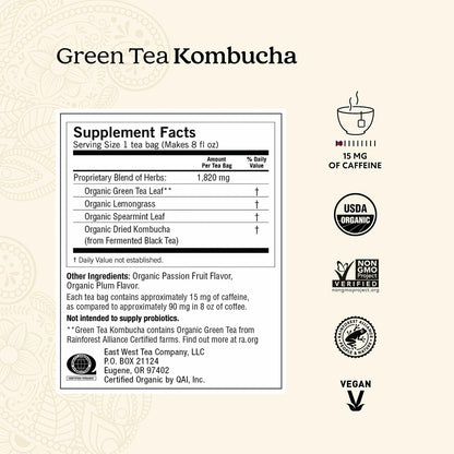 Yogi Green Tea Kombucha, 16 Tea Bags (6 Pack)