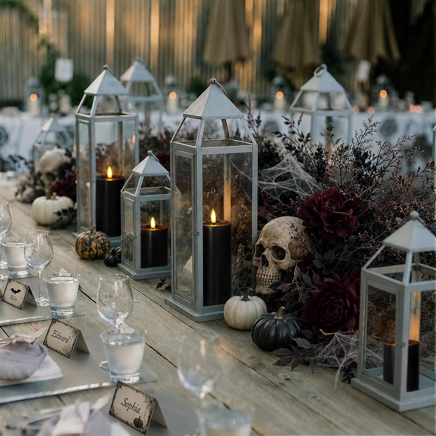 Yeelida Outdoor 4pcs Flameless Waterproof Candles with Handy Remote Control, Cycle Timer Battery Operated Candle Grease Effect LED Flickering Pillar Plastic Long Lasting (Ivory, 3" x4" 5" 6" 7")