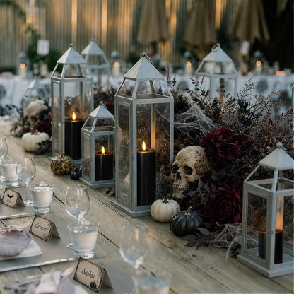 Yeelida Outdoor 4pcs Flameless Waterproof Candles with Handy Remote Control, Cycle Timer Battery Operated Candle Grease Effect LED Flickering Pillar Plastic Long Lasting (Ivory, 3" x4" 5" 6" 7")