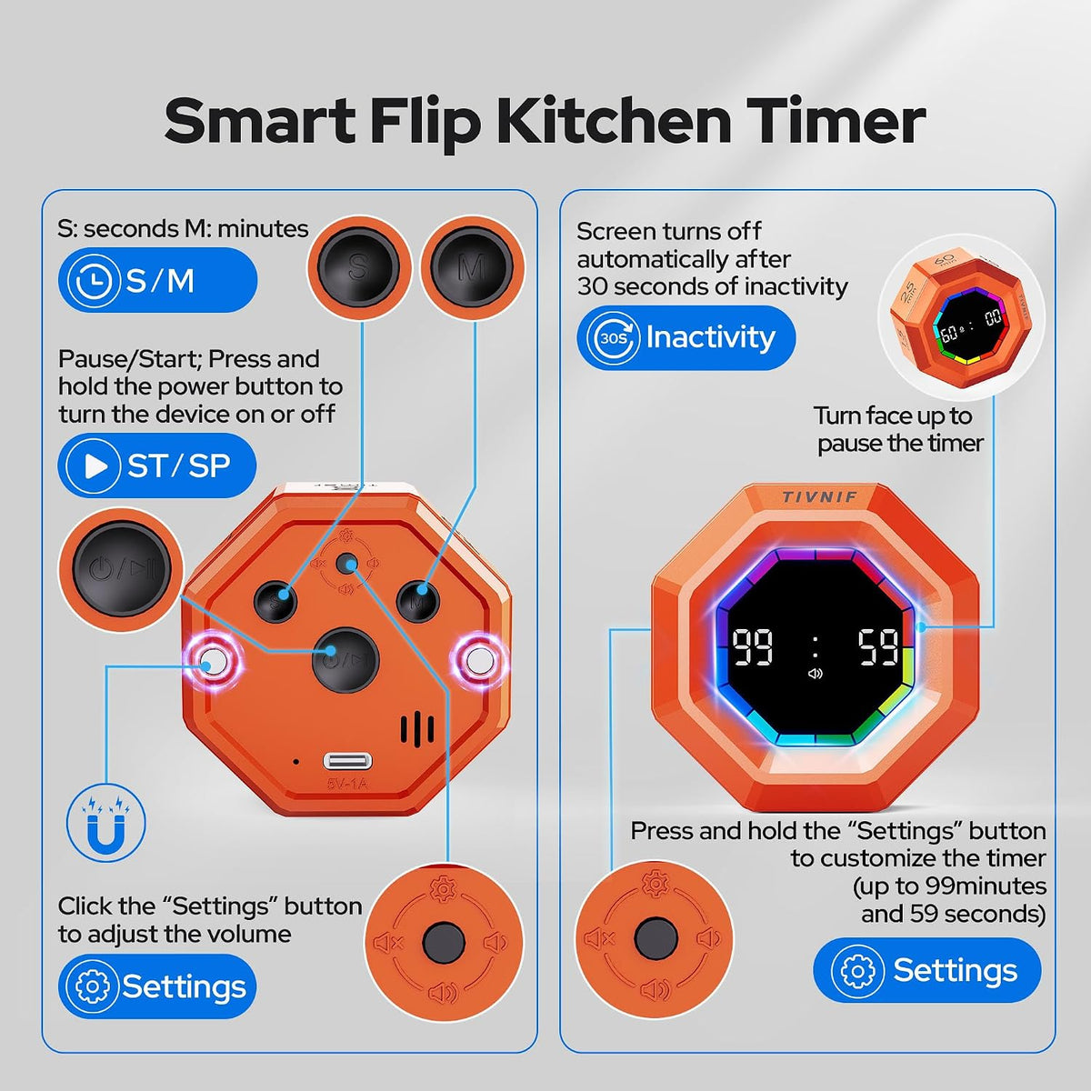 Visual Timer for Kids Kitchen Timer Pomodoro Magnetic Visual Countdown