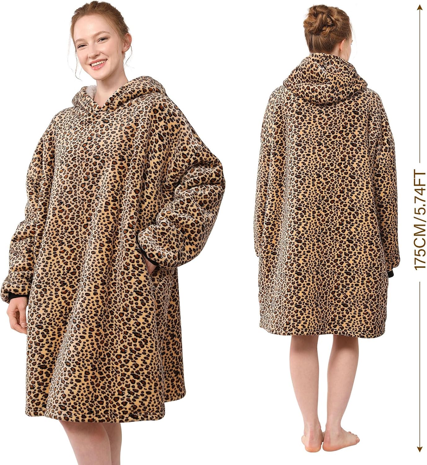 LetsFunny Blanket Hoodie,Oversized Wearable Sherpa Fleece Blanket Sweatshirt,Super Soft Warm Cozy with Giant Pocket,Gifts for Women Men Adults Teenagers, One Size Fits All
