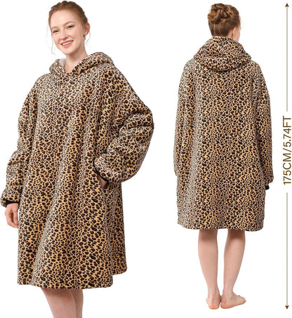 LetsFunny Blanket Hoodie,Oversized Wearable Sherpa Fleece Blanket Sweatshirt,Super Soft Warm Cozy with Giant Pocket,Gifts for Women Men Adults Teenagers, One Size Fits All