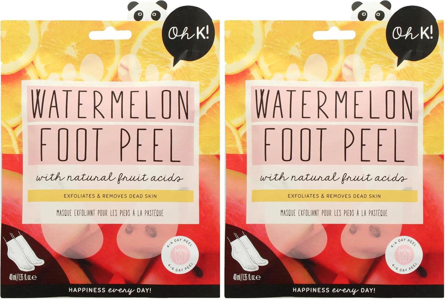 Oh K! Foot Peel Mask - Pomegranate - Foot Peeling Mask for Dry Feet and Cracked Heels - Feet Exfoliant with Pomegranate and Coconut Oil - 1 Pair