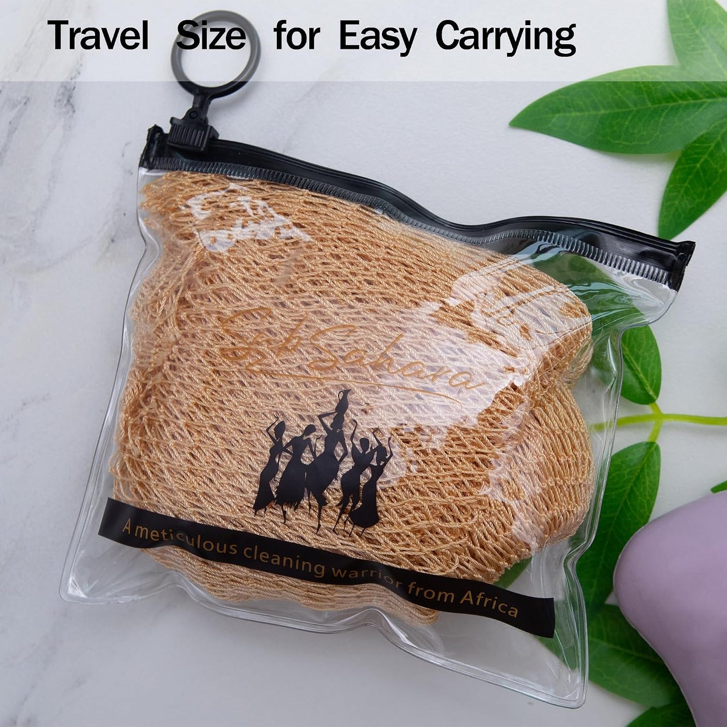 SubSahara Authentic African Net Sponge - 2 Pack Exfoliating Bath & Shower Loofah Sponge for Body & Face, Gentle Scrubber for All Skin Types, Travel, Durable Polyester (Olive Green & Light Green)