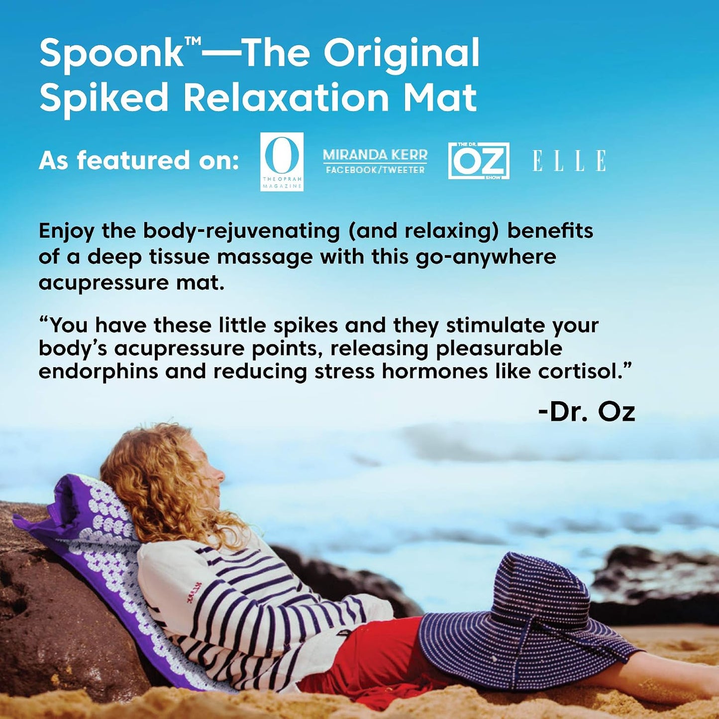 Spoonk AcuOM Acupressure Mat, Purple - Center & Calm Your Mind, Ease Muscle Stiffness & Pain - Light, Portable & Easy to Clean - Made from TPE Recycling Material - Travel Bag Included