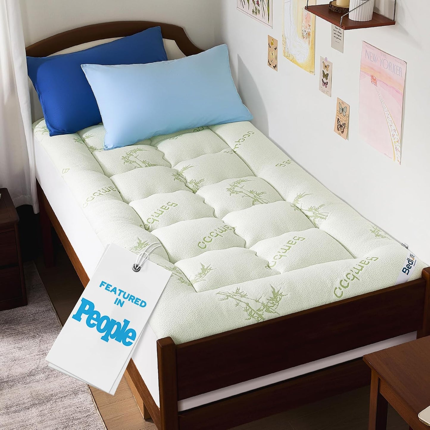 BEDLORE King Mattress Topper Viscose Derived from Bamboo, Thick Pillow Top Mattress Pad with Stretchable Pockets for 6"-18" Mattress, Soft Breathable Mattress Topper for Back Pain Relief(Dark Gray)