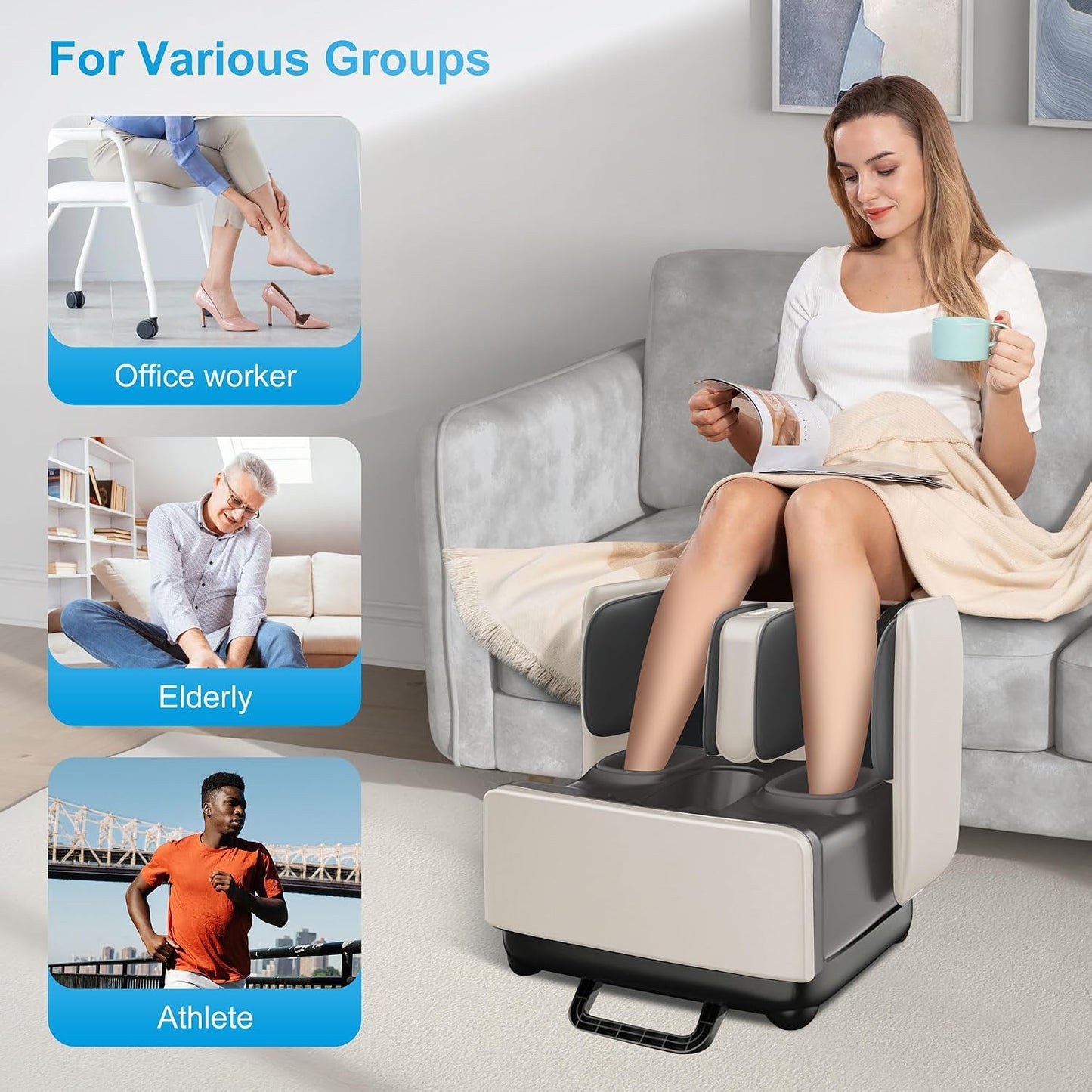 COMFIER 2 in 1 FSA Foot Massager Machine, HSA Shiatsu Foot and Calf Massager with Heat,Kneading,Vibration,Compression Massagers for Feet Health,Ankle & Leg Tired, Plantar Fasclitis,Gift for Men Women