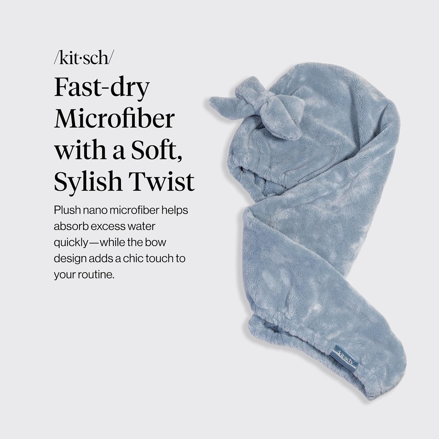 Kitsch Plush Microfiber Hair Towel Wrap for Women – Ultra Absorbent Microfiber Bath Towels for Wet, Curly, Long or Short Hair – Anti-Frizz Hair Wrap, Great Hair Care Gifts for Women