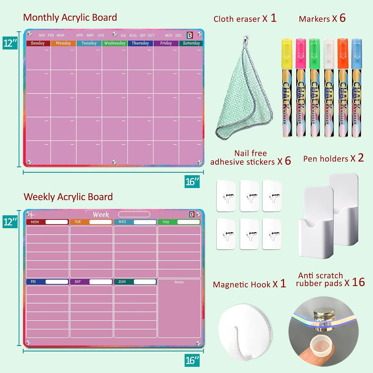 4 PCS Reusable Dry Erase Habit Tracker & Goal Planner |8.3 x 11.7''| with 6 PCS Magnetic Dry Erase Markers, Used as Fitness Planner, Reward, Behavior Chart & Chore Chart for Kids and Adults…