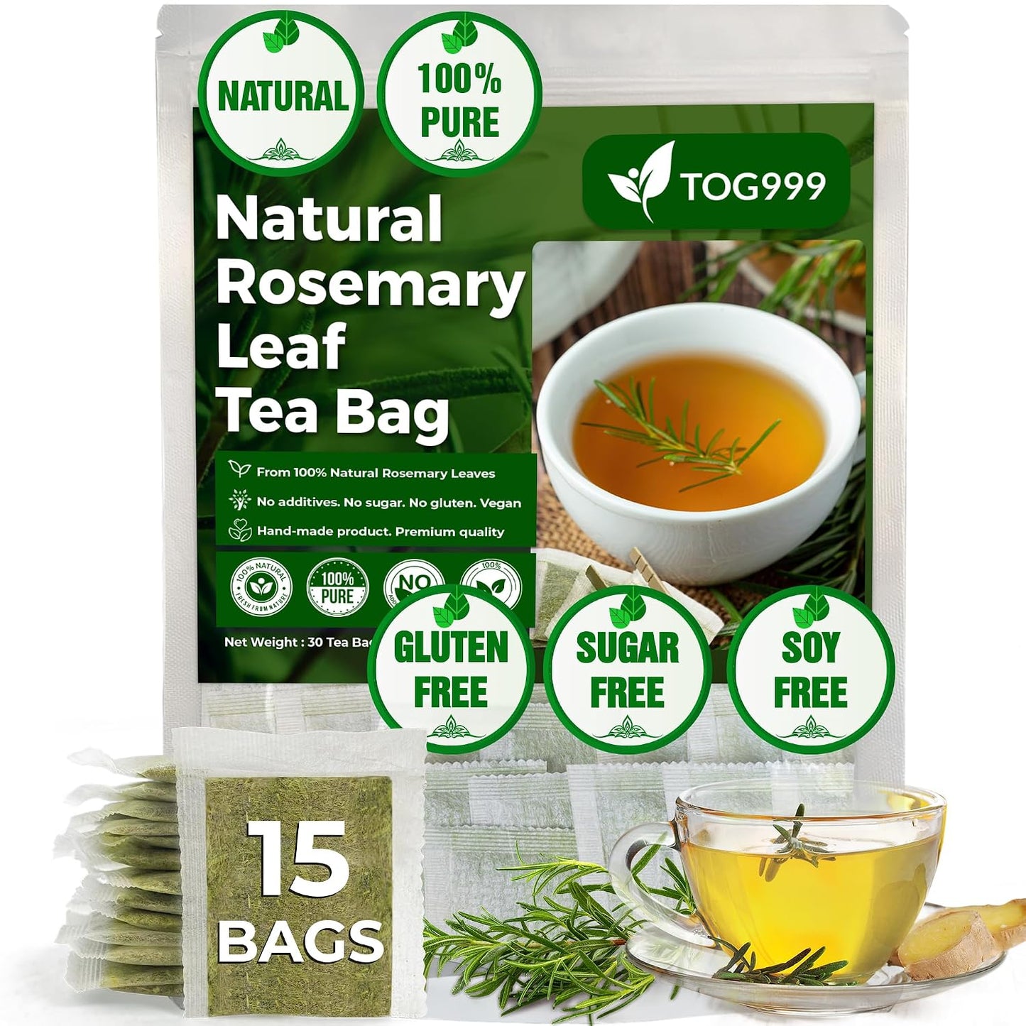 120 Bags Premium Turmeric Ginger Cinnamon Tea, Improve Digestion, Support Brain, Weight, Skin and Sleep, Eco-Conscious Tea Bags and Premium Natural Ingredients. Turmeric Ginger Herbal Tea. No Sugar, No Caffeine, No Gluten, Vegan.