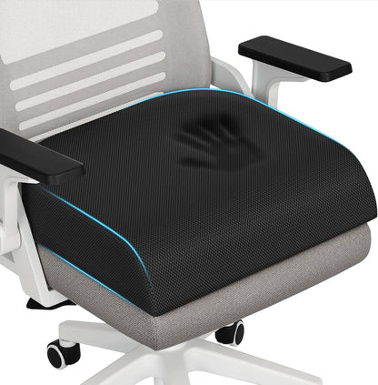 TranquilRelax Large Seat Cushion, Memory Foam Cushion for Long Sitting Hours on Office Chair, Car Seat, Non-Slip Chair Pad for Sciatica, Coccyx, Tailbone Pain Relief & Post-Surgery Recovery (Black)