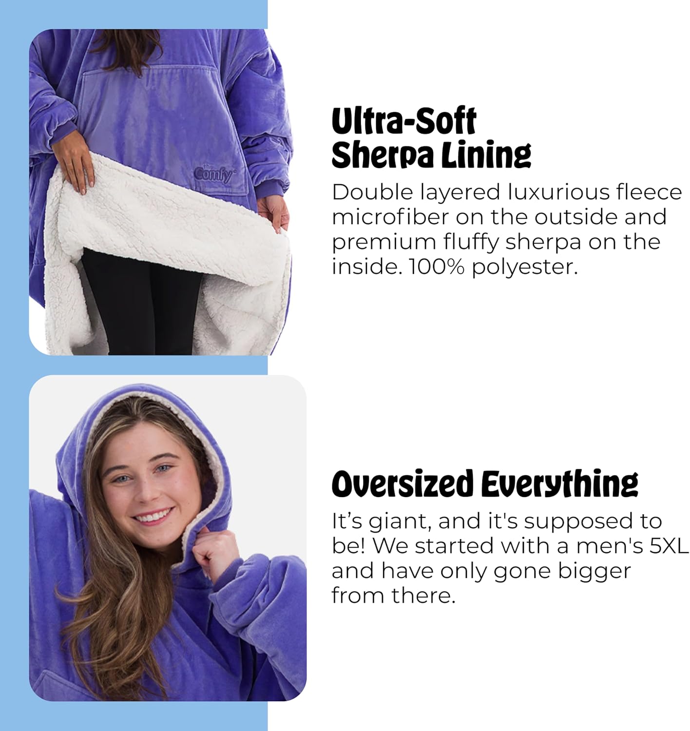 THE COMFY Original | From Shark Tank | Patented | Oversized Sherpa Wearable Blanket Hoodie| Gift for Women & Men | One Size