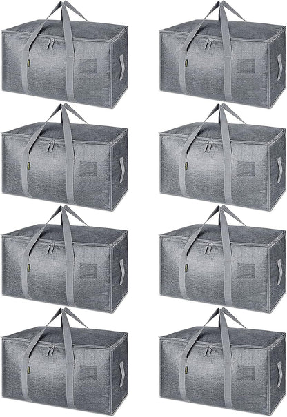 BALEINE Oversized Moving Bags with Reinforced Handles, Heavy-Duty Storage Tote for Clothes, Moving Supplies (Clear)