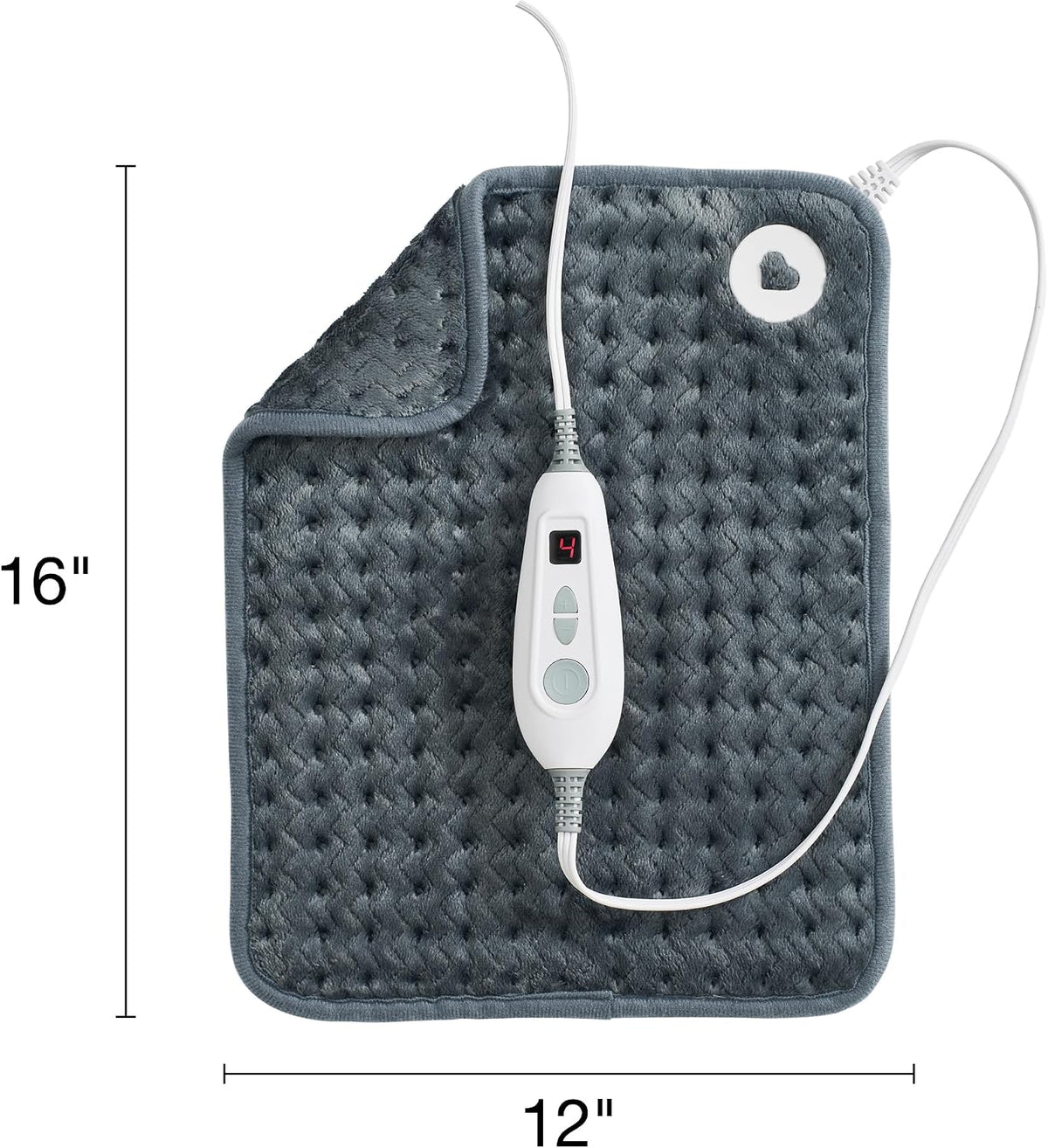Brookstone Herringbone Portable Heating Pad, 16 x 12 in, Gray