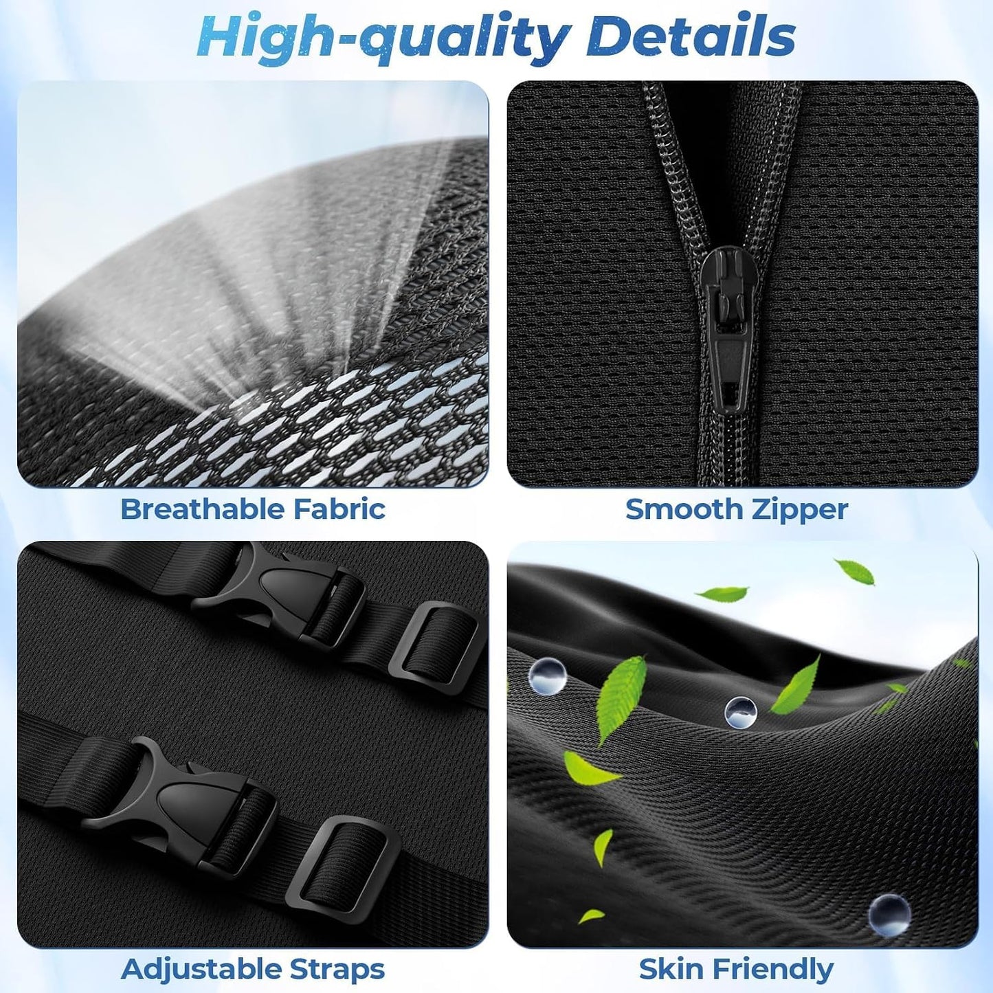 Lumbar Support Pillow for Office Chair Back Support - Memory Foam Lumbar Pillow for Car or Gaming Chair, Ergonomic Back Cushion with Adjustable Strap for Long-Hour Sitting (Black)
