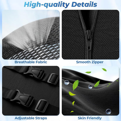 Lumbar Support Pillow for Office Chair Back Support - Memory Foam Lumbar Pillow for Car or Gaming Chair, Ergonomic Back Cushion with Adjustable Strap for Long-Hour Sitting (Black)