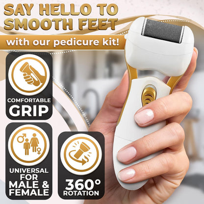 Electric Foot Callus Remover Tool for Dead Skin & Cracked Heels – Battery-Operated Foot Grinder with Replaceable Roller – Pedicure Tools for Feet & Toes – Smooth Feet at Home (Batteries Not Included)