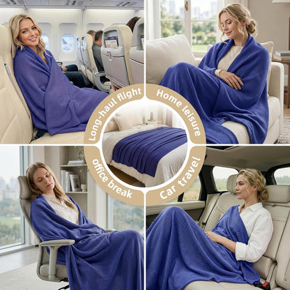Travel Blanket Airplane - Ultra Soft & Lightweight Knit Design