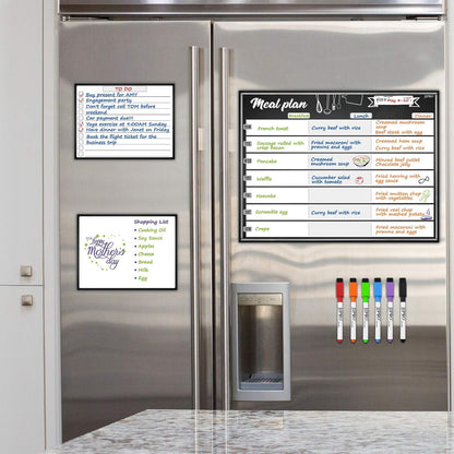 JJPRO Magnetic Dry Erase Meal Planning Whiteboard for Refrigerator-Magnetic Weekly Planner for Fridge-One Bonus Notepad whiteboard-Refrigerator Organizer with Weekly Planning Boards
