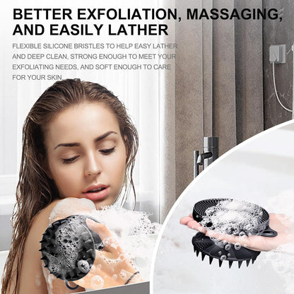 INNERNEED 2-in-1 Silicone Body Scrubber and Scalp Massager Shampoo Brush, Food-Grade Soft Material, More Hygienic, Easily Lather, Convenient for Travel, Gym, Business,etc (Pink)