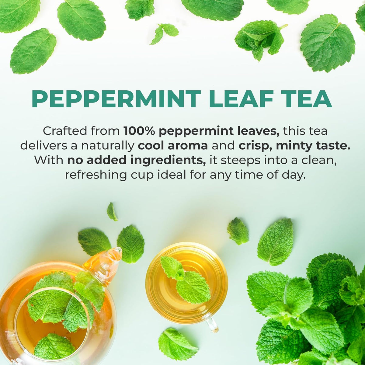 LeafLea Peppermint Tea Bags, Pure Peppermint Leaf Tea, 80 Count, 2-Pack