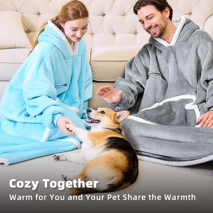 IFNOW Wearable Blanket Hoodie, Oversized Sherpa Fleece Hooded Blanket Sweatshirt with Eye Mask and Pocket, Comfy Long Flannel Blanket for Adults Men,Gifts for Women Mom Girlfriend,MoonFace