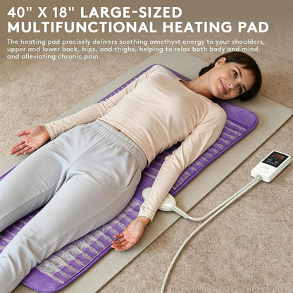UTK Far Infrared Heating Pads for Back, 5X Pain Relief Amethyst Heating Pad for Sciatica, Waist, Abdomen, Thigh, Hip, Hotter to 159℉, FSA-HSA Eligible, 4H Auto-Off, Gift for Women Men, 24'' x 16''