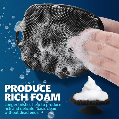 Soft Silicone Body Scrubber, Gentle Like a Hand Exfoliating Your Skin and Build Up Lather Easily, Back Large Suction Cup Easy to Store, Long-Lasting & Deep Clean (Pink)